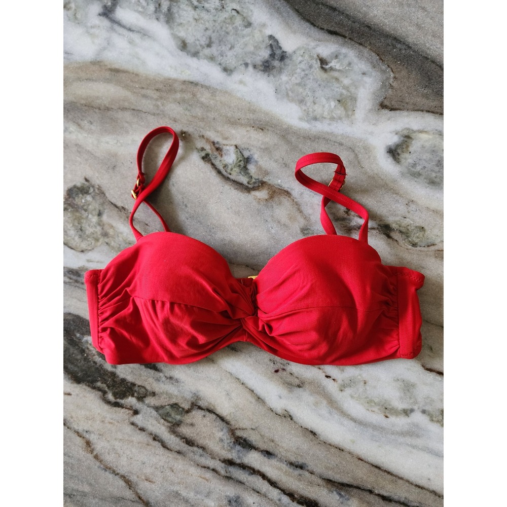 Helen Jon Red Twist Underwire Bandeau Bikini Top Women Medium Adjustable USA
